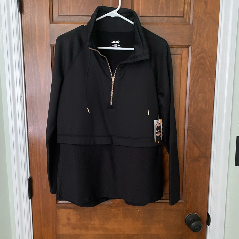 Avia Black 1/4 Zip fleece lined active pullover
